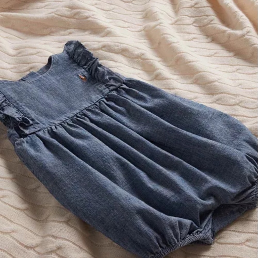 Ralph Lauren Baby Girls  Ruffled Mesh Bubble Shortall